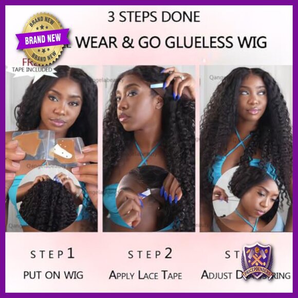 Glueless Human Hair Wig 26 Inch Deep Wave 210% Density HD Lace Front main image 5